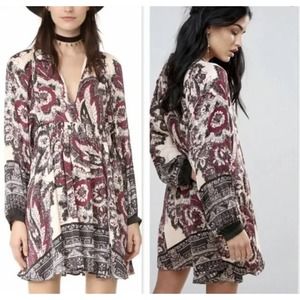 Free People NEW Womens Sz M Say You Love Me Long Sleeve Floral Mini Dress NWT